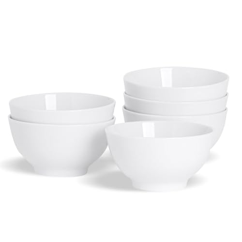 Argon Tableware 6X White Rice & Dessert Bowls 12.8cm (5) - Small Snack Ice Cream Fruit & Cereal Serving Set - Durable Everyday Bowls for Home & Restaurants - Microwave & Dishwasher Safe