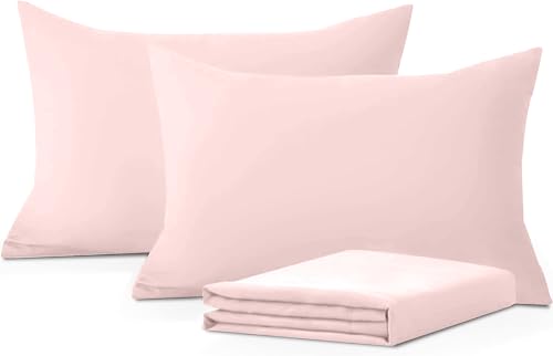 Comfort Beddings Pack of 2 Youth Pillowcases 16x22 Premium 100% Cotton Blend Blush Pink Youth Pillow Case Envelope Closure, Super Soft and Cozy Youth Pillow Covers (Size-16x22, Blush Pink)