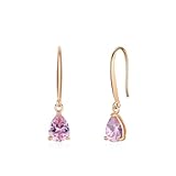 RDSGYZ Pendientes de oro rosa para mujer 750 585 375, oro auténtico, gota con zafiro rubí, pendientes de boda, hipoalergénicos para alérgicos, Erstellter Rubin, Metal precioso, Rubí creado