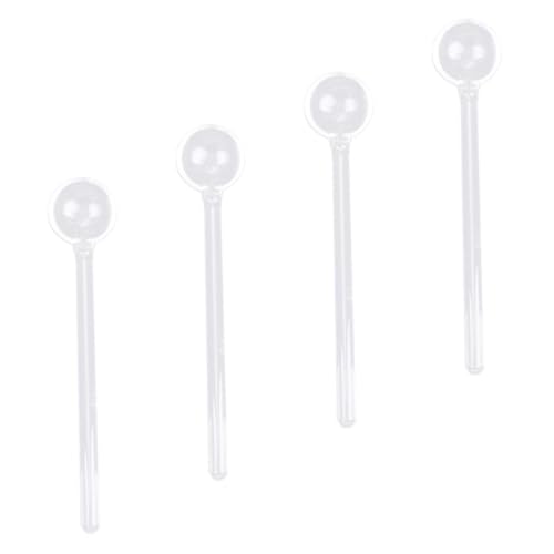 SHOWERORO 4 Cucharas de Café de Vidrio Transparente Mango Largo, Cucharas para Postre y Té, Aptas para Mezclar Café, Capuchino y Bebidas en Hogar y Restauración Reutilizable