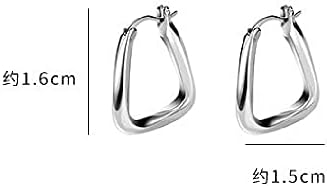 Fashion Small Sleeper Hoop Earrings S925 Sterling Silver Minimalist Geometric Rectangle Huggie Hoops Dip Cuffs Earring Elegnat Jewelry Gifts Hypoallergenic for Women Girls BFF
