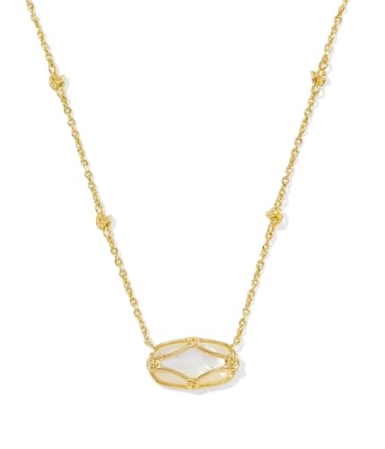 Kendra Scott Womens Elisa Lattice Frame Short Pendant Necklace Gold Ivory Mother Of Pearl One Size One Size