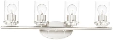 Maxim Corona-4 Light Contemporary Bath Vanity in Contemporary style-26.25 Inches Wide by 9 inches high-Satin Nickel Finish-Cle