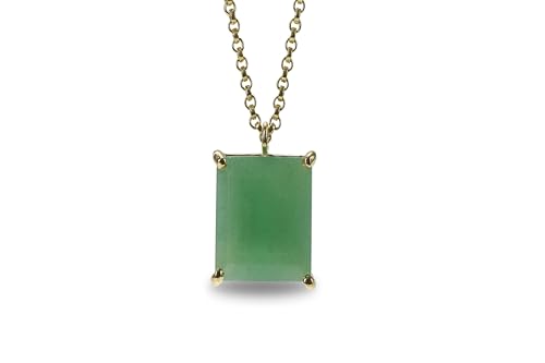 Collier aventurine verte anti-ternissement en vermeil or 18k avec long pendentif rectangle