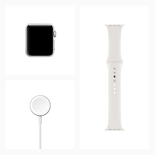 Apple Watch Series 3 (GPS), caixa em alumínio prateado de 38 mm com Pulseira esportiva branca