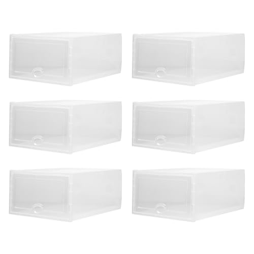 VALICLUD Caja Organizadora de Zapatos Apilable 6 Piezas de Plástico Tapa Abatible para Almacenamiento en Armarios y Espacios Reducidos