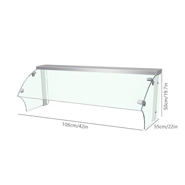 Commercial Food Cabinet, Stainless Steel Pastry Display Case, Clear Bread Freshs Table Cabinet for Kitchen Countertop Fruit Stall(106x55x50cm)
