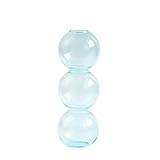 Stained Glass Flower Vase, Transparent Glass Hydroponic Vase, Small 6.5” Tall Flower Vases, Creative Shapes, for Home Office Table Centerpieces Decor (Color : Light Blue, Size : Small)