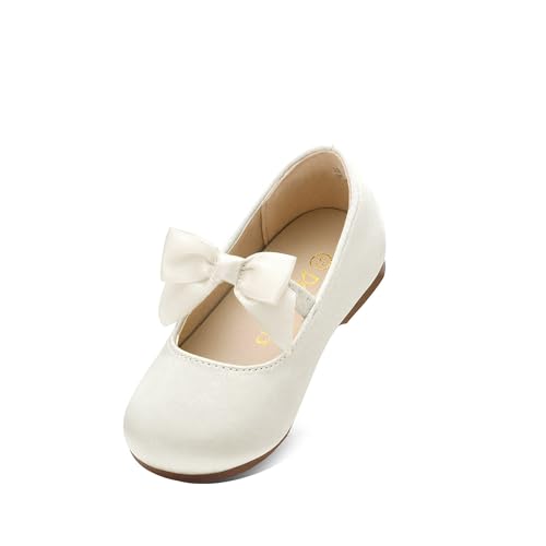 DREAM PAIRS Girls Dress Shoes Mary Jane Flower Girl Bow Ballet Flats for Wedding Party Toddler/Little Kid