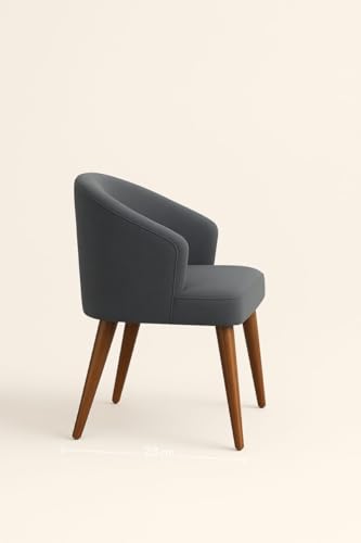Image of WOODEN SPACE Velvetine Arm Chair for Living Room | Pure Sheesham Wood Legs & Premium Velvet Fabric | Vintage Accent Chair for Home & Office (Gray)
