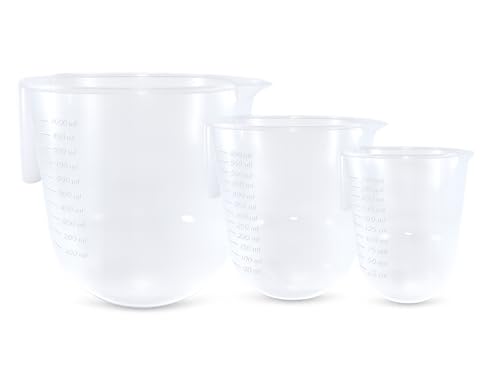 La Mejor Recopilación de Vasos y jarras medidores los 10 mejores. 41 Set de 3 Tazas Medidoras de Plástico Reutilizables | 250 ml, 500 ml y 1000 ml | Ideal para Repostería, Cocina y Postres | Graduadas, Resistentes y Aptas para Alimentos | Libre de...