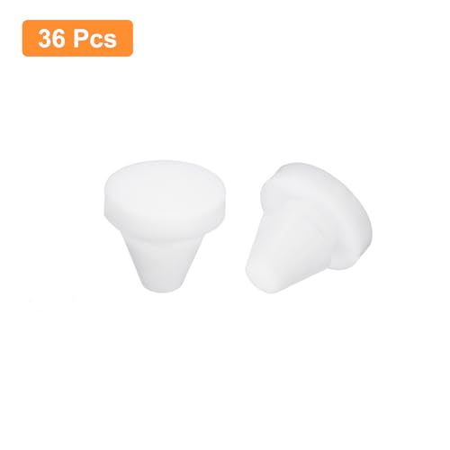 Image of uxcell 36 Pcs Silicone Plugs, Rubber Round Snap in Locking Hole Plugs for 6-7mm Hole, Hole Stoppers Waterproof Hole Plug for Metal Tube, Furniture End Caps Inserts, White