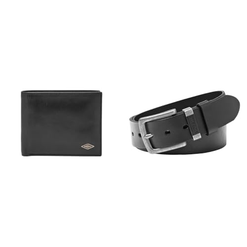 Coffret portefeuille en cuir FOSSIL Ryan et ceinture noire homme élégant