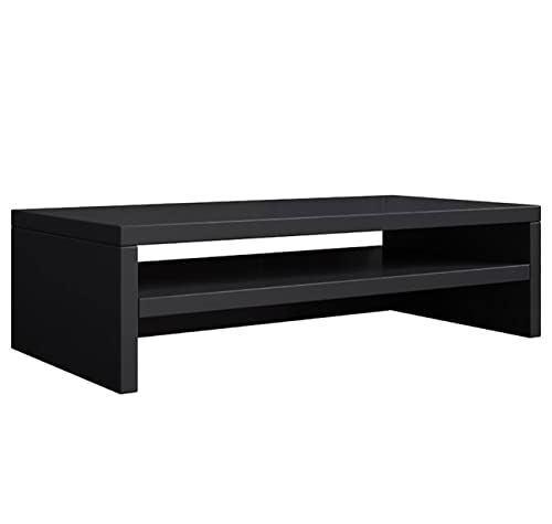 MB Muebles Bonitos, Soporte para Monitor Ordenador Adelis, Melamina Brillo, Color Negro, Ancho 46 x Alto 13 x Profundo 23 cm