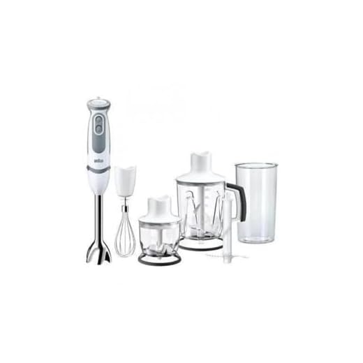 Braun Minipimer 5245 Batidora de Mano, 1000 W, 21 Velocidades, Función Turbo, Anti-Salpicaduras, Powerbell Plus, Vaso Medidor, Varillas, Minipicadora, Batidora de Vaso, Cuchilla Picar Hielo, Blanco