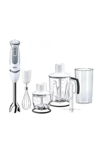 Braun Minipimer 5245 Batidora de Mano, 1000 W, 21 Velocidades, Función Turbo, Anti-Salpicaduras, Powerbell Plus, Vaso Medidor, Varillas, Minipicadora, Batidora de Vaso, Cuchilla Picar Hielo, Blanco