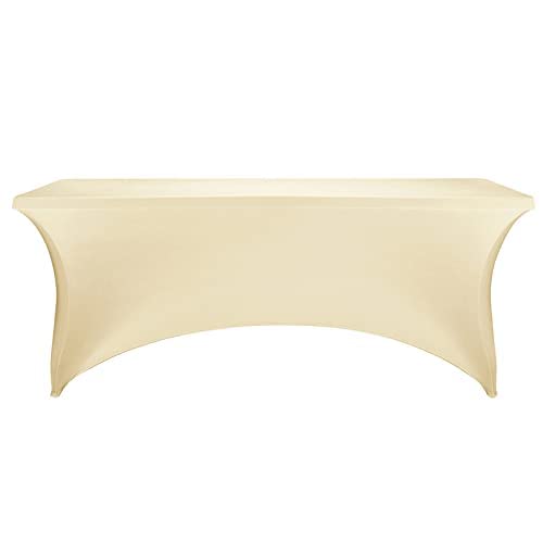 Image of FORLIFE 2Pack Spandex Table Covers,Fitted Tablecloth for Rectangular Tables, Stretch Patio Table Covers, Universal Spandex Table Cover for Wedding, Banquet, Party (6ft, Champagne)