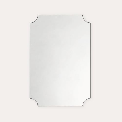 Image of TEHOME 20x30'' Black Vanity Mirror for Bathroom, Matt Black Scalloped Framed Bathroom Vanity Mirror