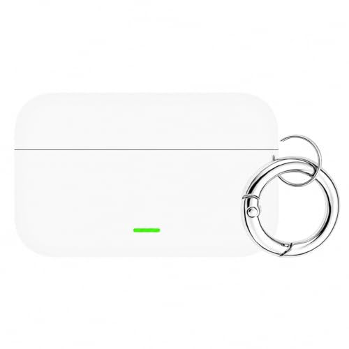 Image of Aniex Silicone Case Cover for realme Buds T500 Pro, Shockproof, Anti-Slip, Dustproof, Scratch Resistant, with Carabiner Hook, Full Body Protection (Circle White)