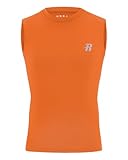 Runhit Boys Compression Shirt Sleeveless Kids Athletic Tank Top Youth Quick Dry Undershirt for Basketball Orange M