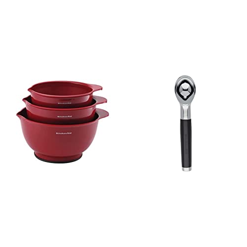 KitchenAid Classic Mixing Bowls, Set of 3, Empire Red & Classic Ice Cream Scoop, One Size, Black 2