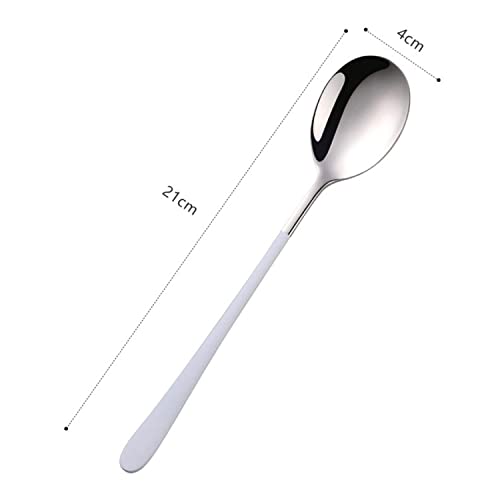 Image of Stainless Steel Dinner /Table Spoons, Silver Elliptical Head, Spoon Set, Length 21 cm, Set of 2, White