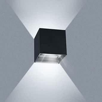 ledmo 20W LED Wandleuchte Innen 6000K Kaltweiß Wandbeleuchtung Auf und ab Verstellbarer Abstrahlwinkel IP65 Wasserdichte Schwarz Außenwandleuchten