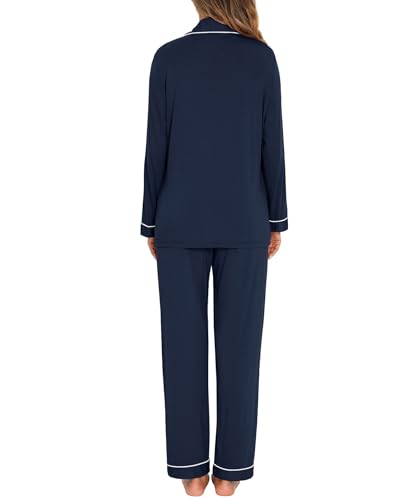 Image of Women's Pajama Sets Long Sleeve Sleepwear Button Up Shirt With Pajama Pants Soft Pjs Lounge Sets