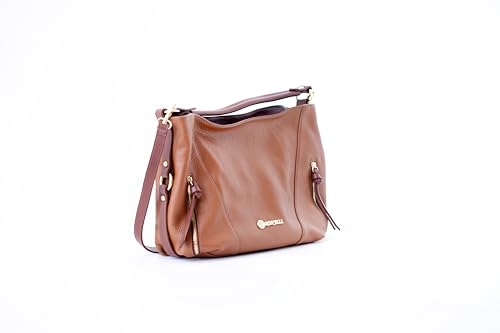 Image of Baroncelli Medium Italian Leather Tote Bag for Women - Pebbled Genuine Leather Handbag with Zipper - Made in Italy