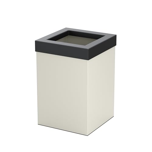 Gatco Small Bathroom Trash Can with Lid, Square 3 Gallon Stainless Steel Wastebasket, Under Sink, Matte Pearl and Matte Black, for Bathroom, Bedroom, Office (1935MX)
