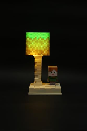 Image of Lexton 7 Inch Cartoon Minecraft LED Table Lamp for Kids | Rechargeable 500mAh USB Charging Desk Lamp with 6 Lighting Modes, ON /Off Button, Night Light for Bedroom, Study Table & Gift