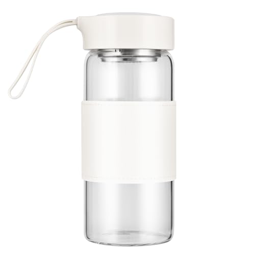 BNCWCQZ Small Glass Shaker Bottle,16oz BPA Free Odorless Shaker Bottle with 304SS Mixing Ball and Removable Cleaning Brush for Fitness & Protein Shakes(White-1Pack)