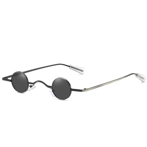 Lunettes de soleil rondes vintage punk noir avec grand pont et verres sombres