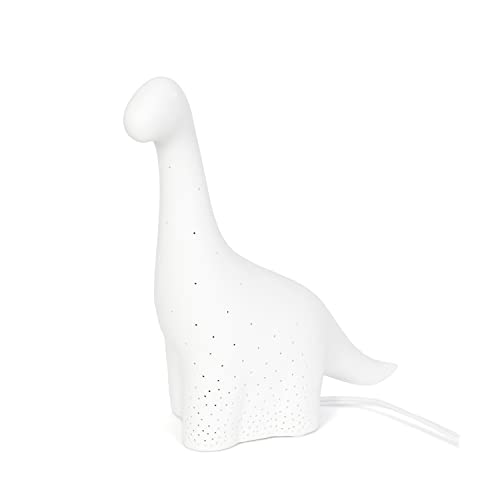Image of Simple Designs LT2093-WHT Porcelain Brontosaurus Dinosaur Table Lamp, White