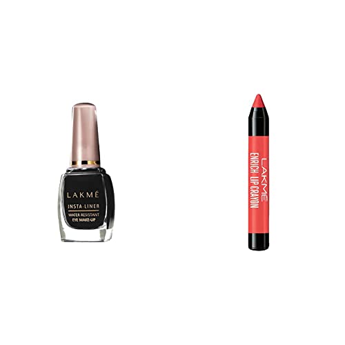 Image of LAKME Insta Matte Eye Liner, Black, 9ml And LAKME Enrich Lip Crayon, Peach Magnet, 2.2g