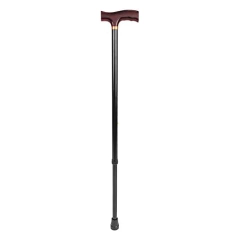 Alberts 140700 Spazierstock | höhenverstellbar | Stock: Aluminium, Griff: Holz, schwarz Cover