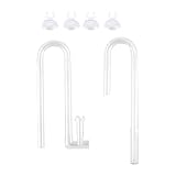 Gorise Kit de entrada y drenaje en U para acuario, accesorios de filtro para pecera, tubo de entrada y salida para nenúfar de 12/16 mm para acuario