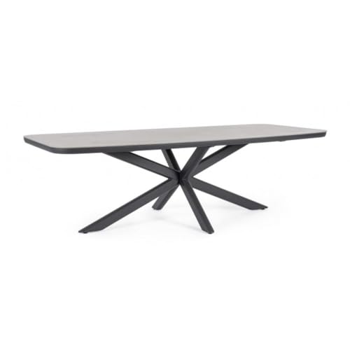 KONTE.DESIGN Mesa fija ISACCO de piedra natural y estructura de aluminio antracita 240 x 110 cm