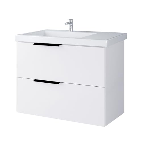Planetmöbel Juego completo de muebles de baño con lavabo, color blanco