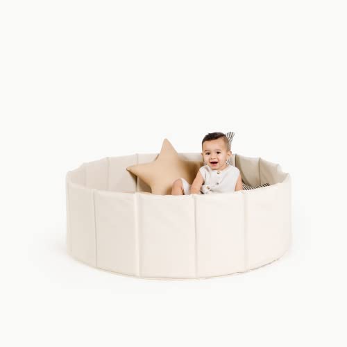 Gathre Ball Pit for Toddlers, Kids, & Babies, Portable Playpen, Foldable, Easy Set Up, Wipeable Water-Resistant Leather - Balls NOT Included - Ivory