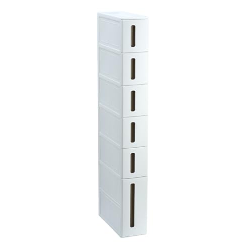 Almacenamiento vertical de 3/4/5/6 niveles, armario de piso de baño, estrecho y delgado, torre con ruedas y cajones para espacios pequeños, 6 niveles