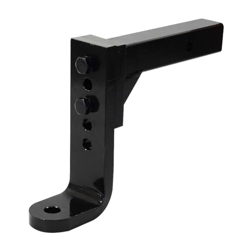 PORIYA Adjustable Hitch Towing Trailer Towbar 10000LBS Capacity Carbon Steel 5 Height Holes 2" Receiver Fit Black Powder Coated