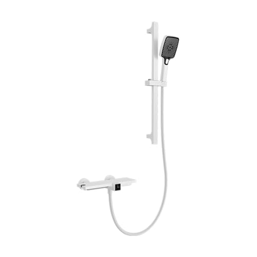 Mélangeur cascade luxe chrome et blanc pour baignoire 2 trous