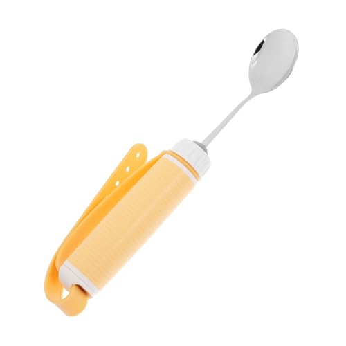 FRCOLOR 食器を食べる高齢者 高齢者用食器 回転スプーン 高齢者用品 曲がるスプーン 適応機器 適応スプーン 防止スプーン 加重食器 適応食器具 携帯用器具 適応器具 Yellow