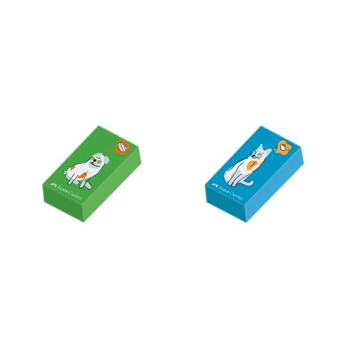 Borracha Coleção Pets Faber-Castell - Verde e Azul, 2 unidades