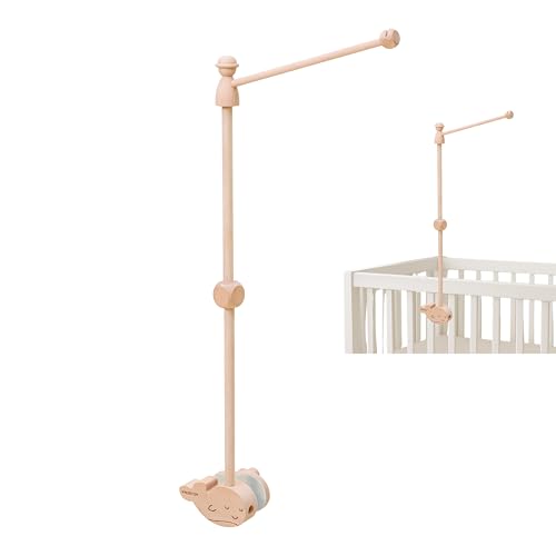 Image of VN3BTOY Wooden Baby Crib Mobile Arm, 31 Inch, Solid Beech Wood, 360° Rotatable, Whale Design, Adjustable, Anti-Slip, Mobile Hanger for Crib, Nursery Decor for Boys & Girls, Gift Accessories
