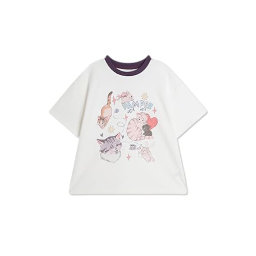 Girls T-Shirts,Cartoon Printed Kids Summer Short Sleeve Tops Casual Tees Crew Neck Cotton Tee Shirts for Girls