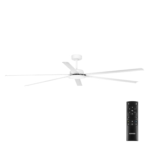 NORHES Glohk Ventilador Techo Blanco. Luz Led 20W Neutra/Cálida/Extra Cálida. Motor DC. 6 Aspas Aluminio Ø254cm. Verano/Invierno. 6 Velocidades. Control Remoto Temporizador. Silencioso. Brisa Natural