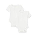 Amazon Essentials Body tunecino Unisex bebé, Pack de 2 , Blanco, 12 meses