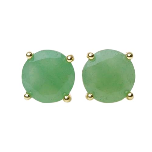 Boucles d'oreilles aventurine verte naturelle femme argent 925 or